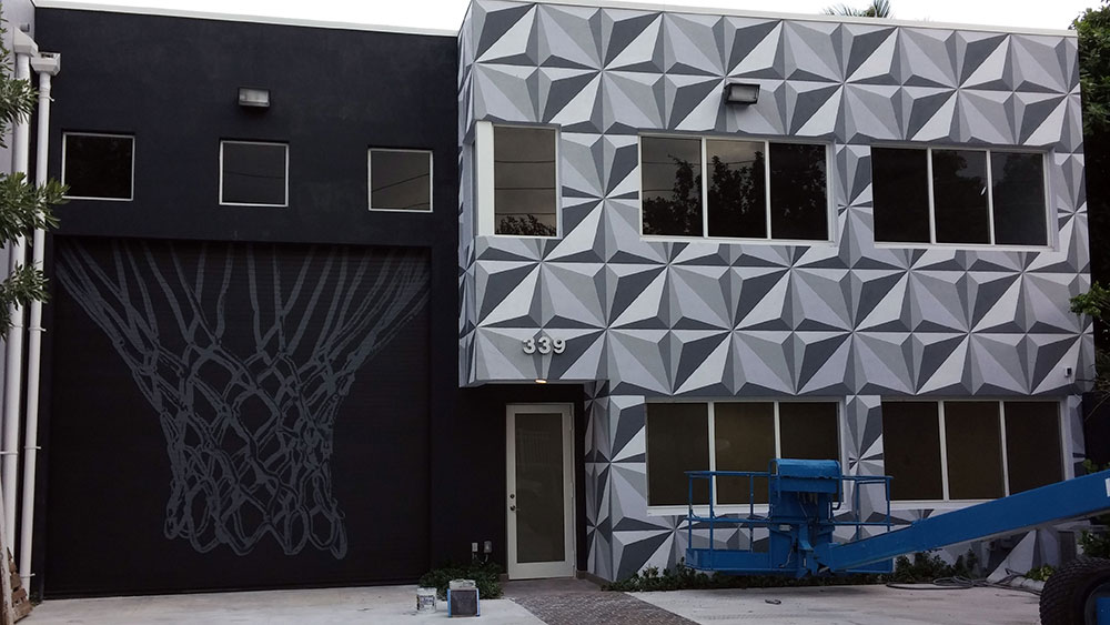 2015 - Large geometric, sports-themed warehouse wall